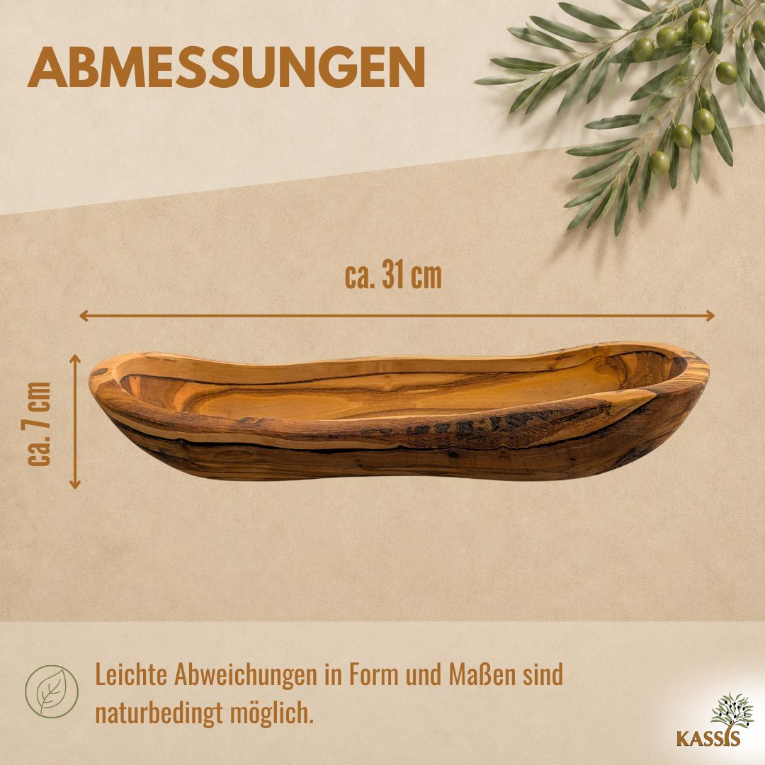 Baguetteschale aus Olivenholz | Brotschale & Servierschale aus Holz