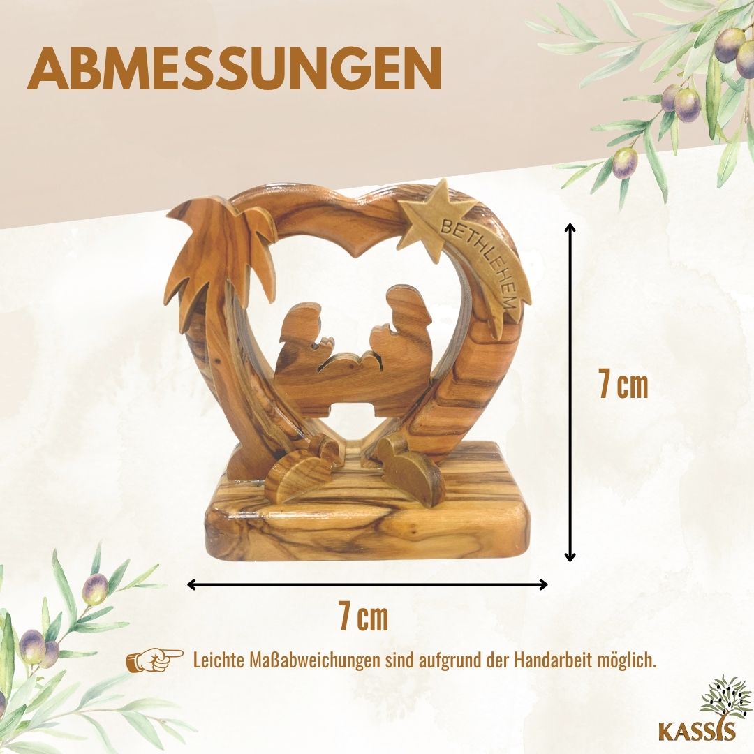 Olive Wood Nativity Scene Puzzle, 6.5 cm (without bark) | Christmas Decor & Gift for Advent and Christmas