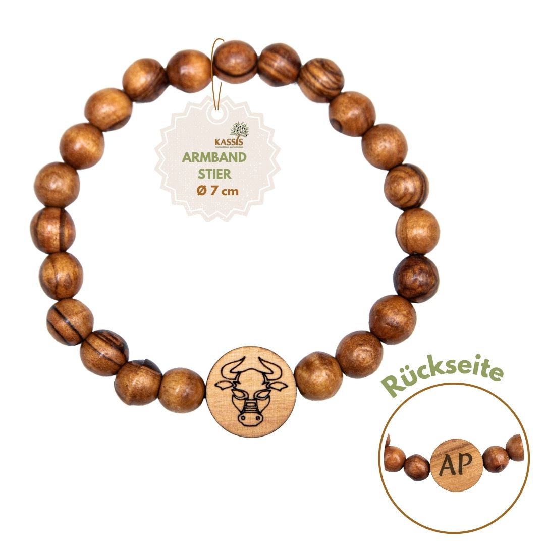 Olive Wood Bracelet with Zodiac Sign Charm | Personalized Beaded Bracelet for Women & Men, Birthday Gift