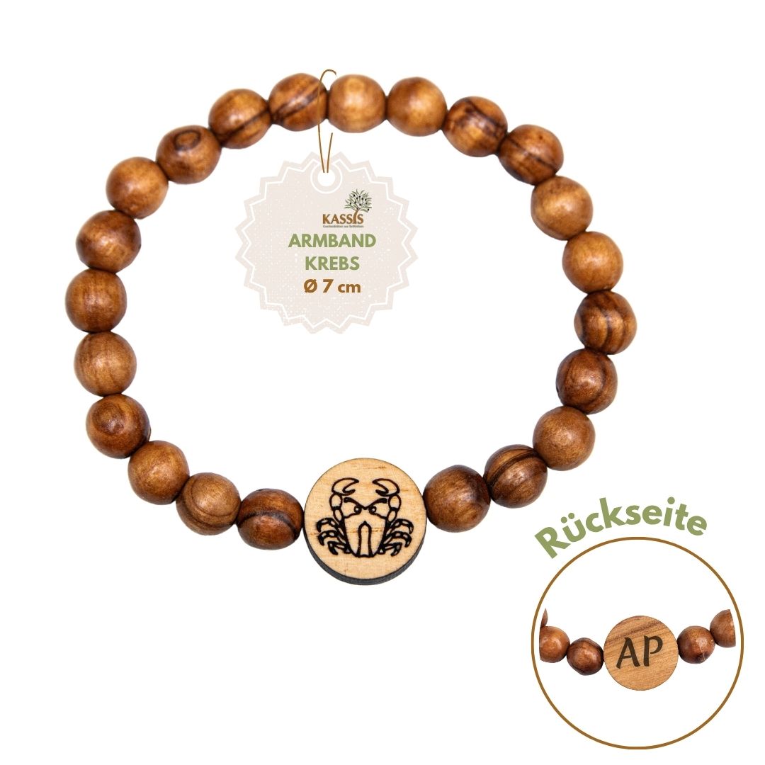 Olive Wood Bracelet with Zodiac Sign Charm | Personalized Beaded Bracelet for Women & Men, Birthday Gift