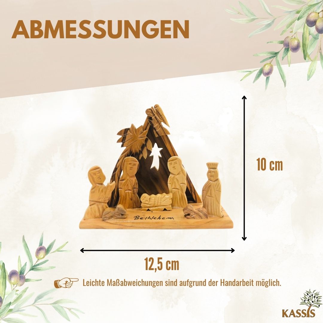 Olive Wood Nativity Scene Puzzle, 6.5 cm (without bark) | Christmas Decor & Gift for Advent and Christmas