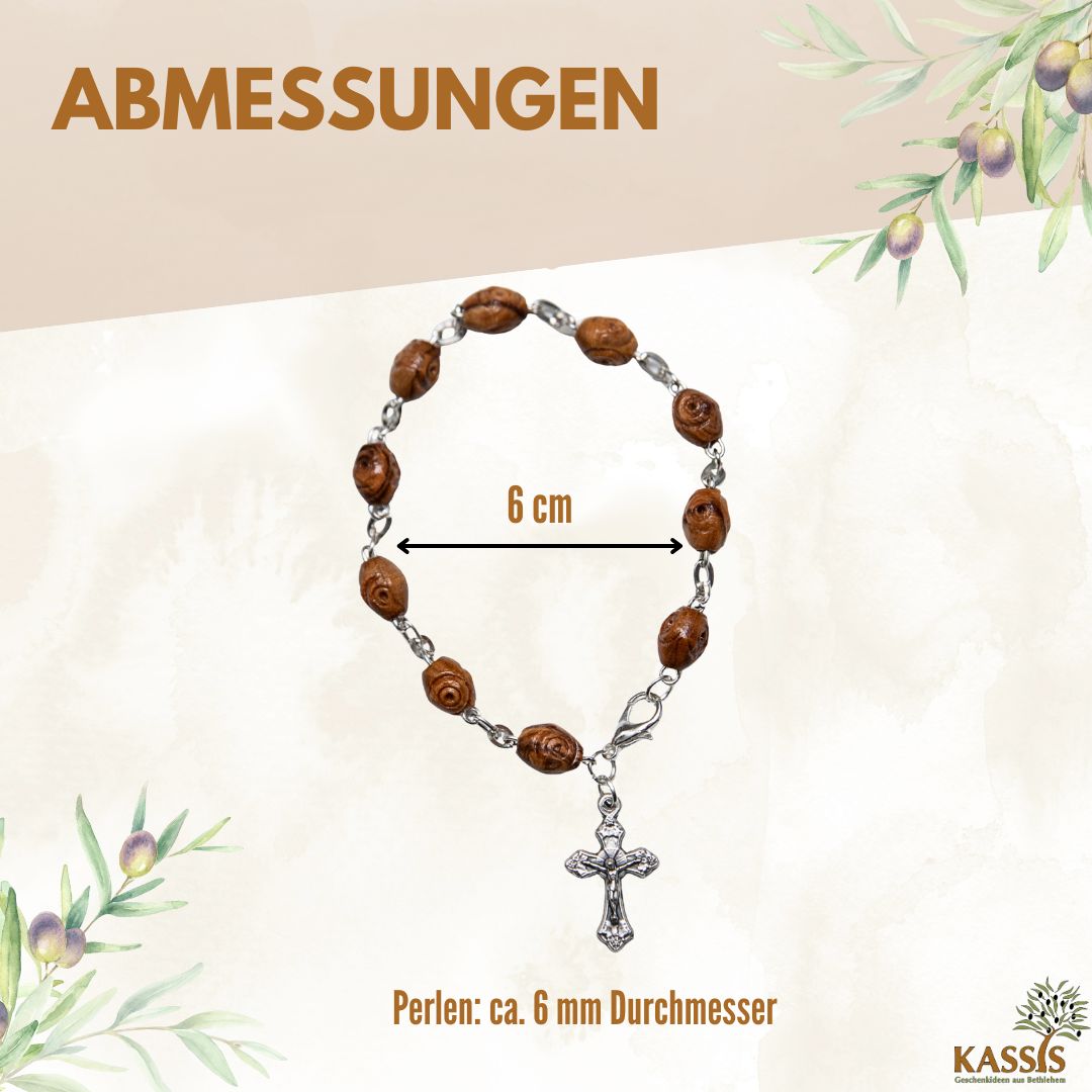 Bracelet with Decorated Olive Wood Beads