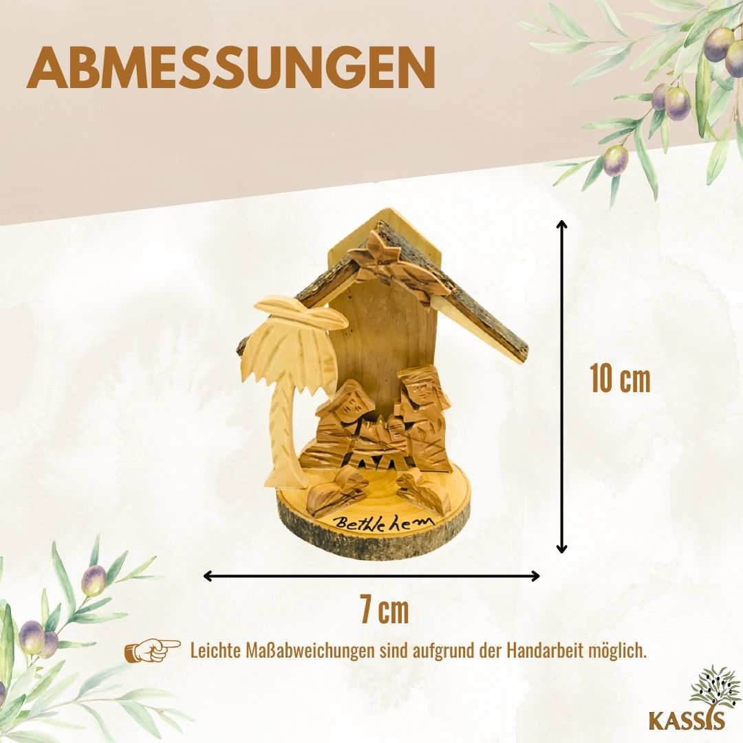 Olive Wood Nativity Scene Puzzle, 6.5 cm (without bark) | Christmas Decor & Gift for Advent and Christmas
