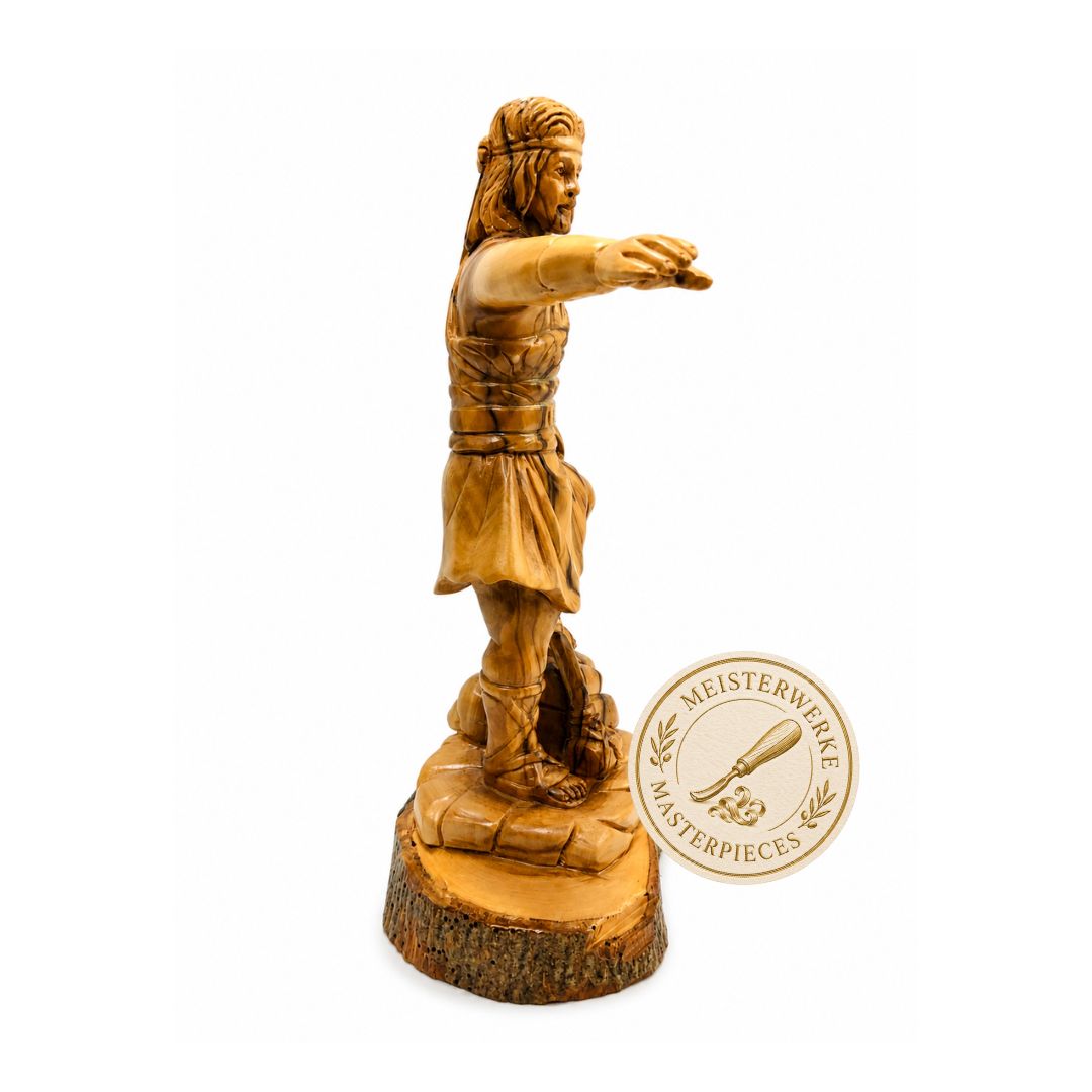 Captain Moroni Statue - Handcrafted Olive Wood Figure from Bethlehem