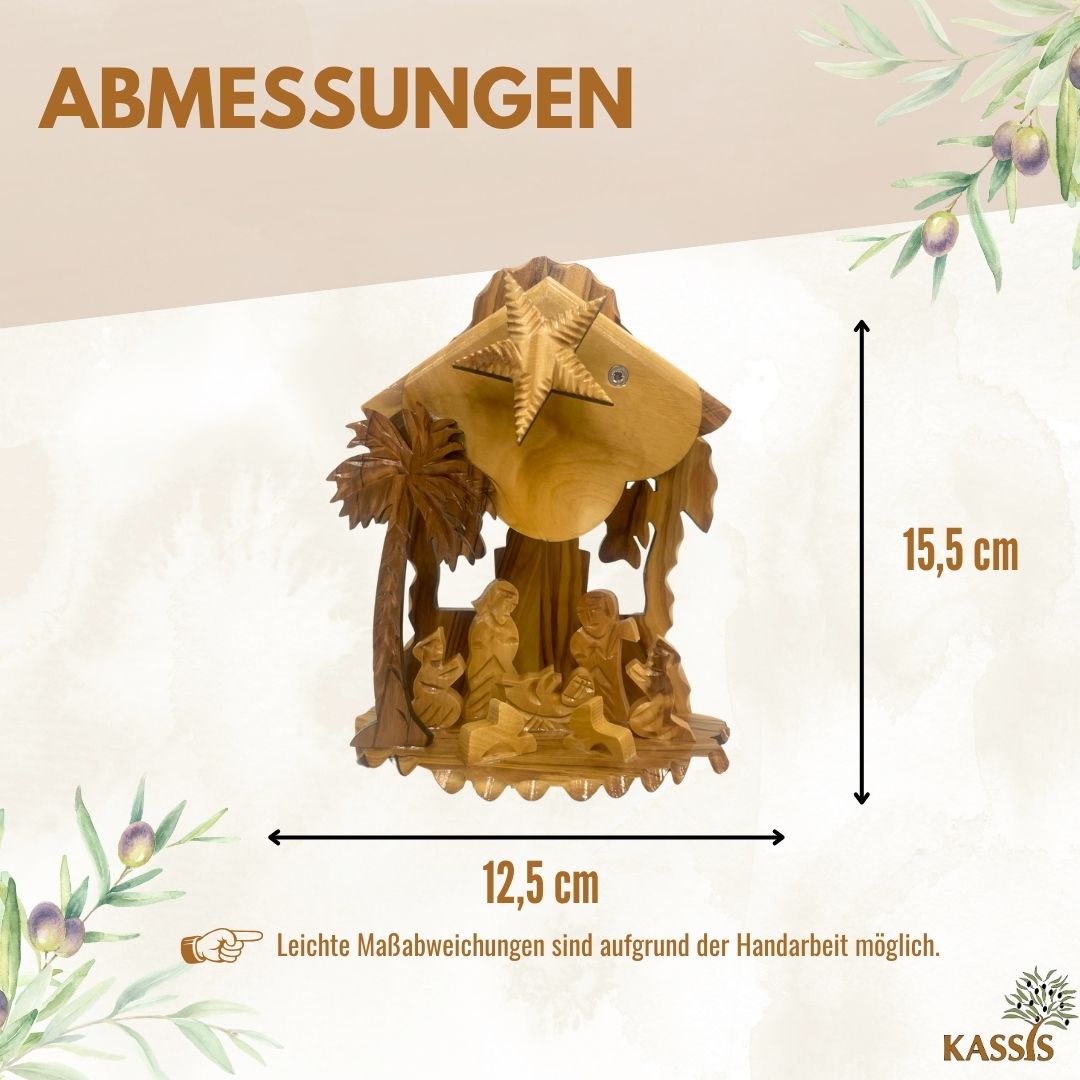 Olive Wood Nativity Scene Puzzle, 6.5 cm (without bark) | Christmas Decor & Gift for Advent and Christmas