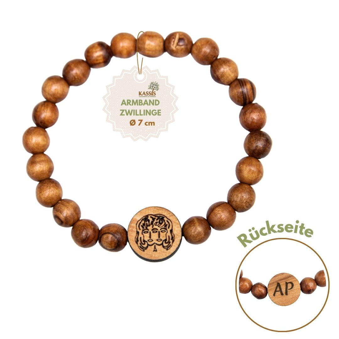 Olive Wood Bracelet with Zodiac Sign Charm | Personalized Beaded Bracelet for Women & Men, Birthday Gift