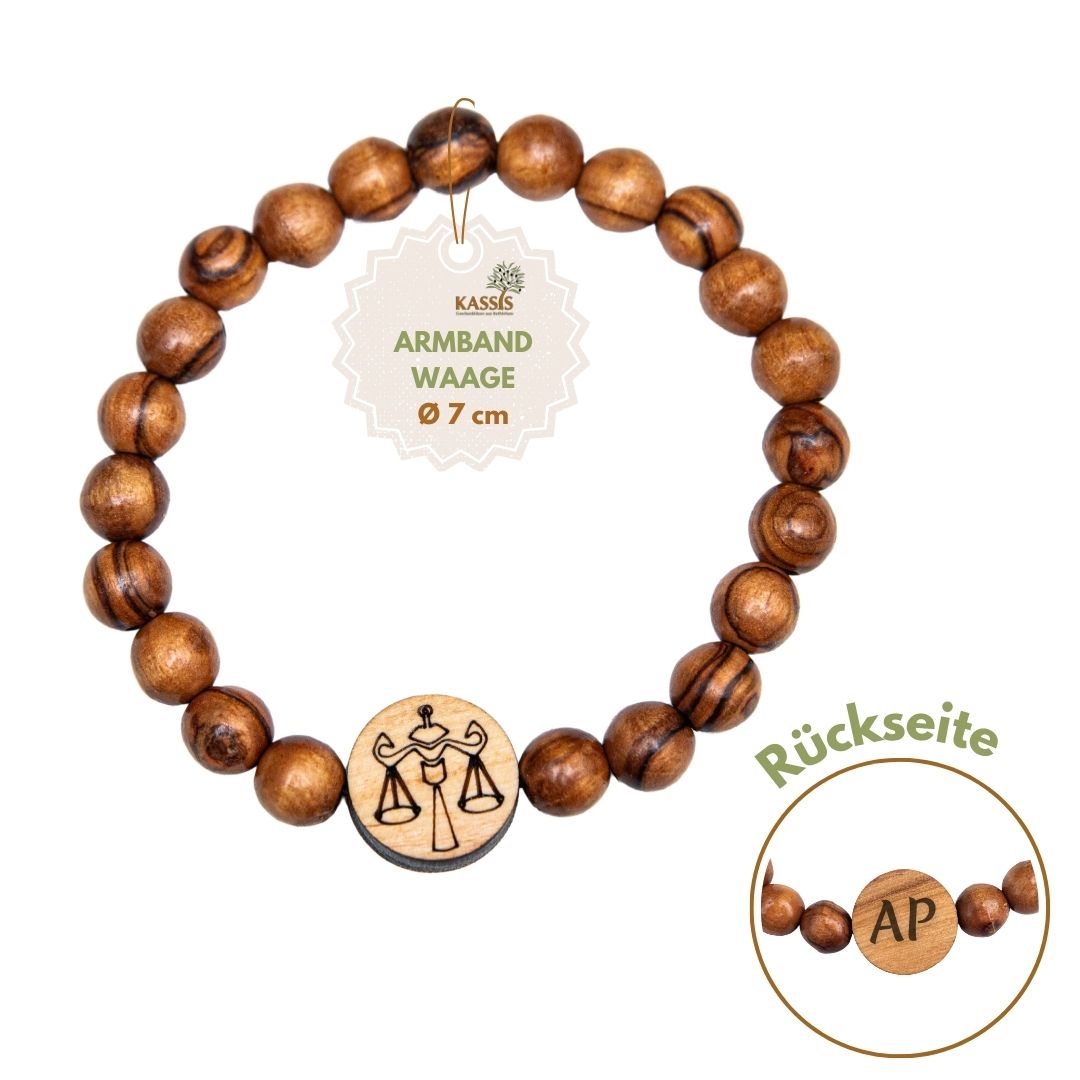 Olive Wood Bracelet with Zodiac Sign Charm | Personalized Beaded Bracelet for Women & Men, Birthday Gift