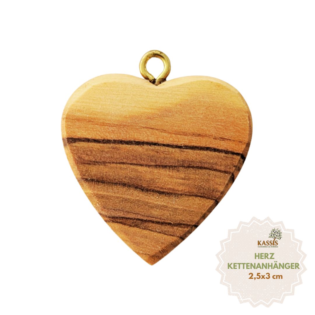 Heart pendant made of olive wood, 2.5 x 3 cm
