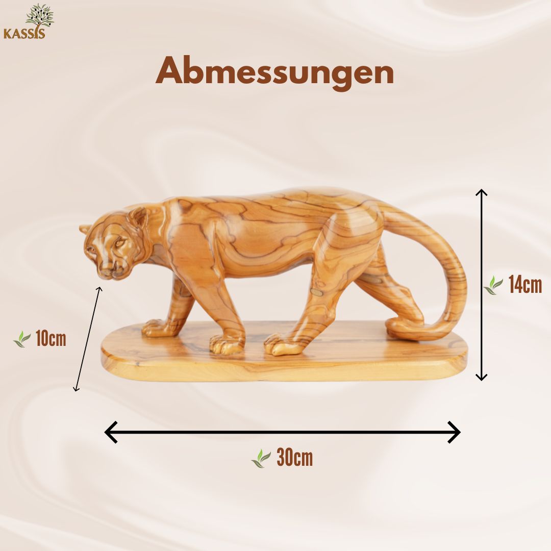 Hand-Carved Olive Wood Puma (large) – Exclusive Wooden Sculpture from Bethlehem (14 x 30 cm)