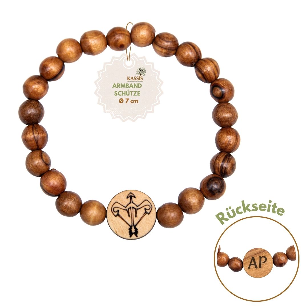 Olive Wood Bracelet with Zodiac Sign Charm | Personalized Beaded Bracelet for Women & Men, Birthday Gift