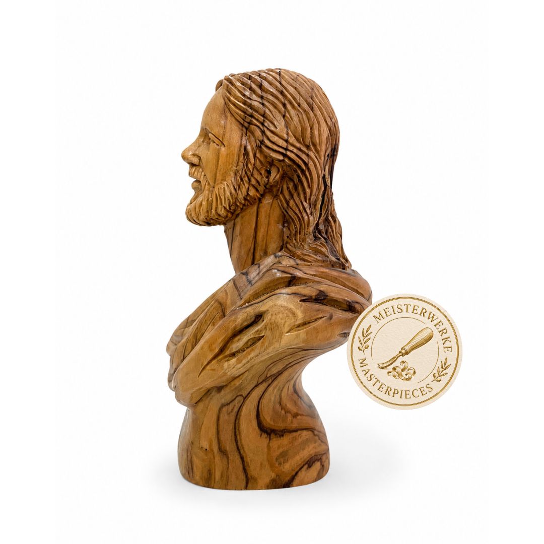 Jesus Christ Bust – Handcrafted Olive Wood Sculpture from Bethlehem