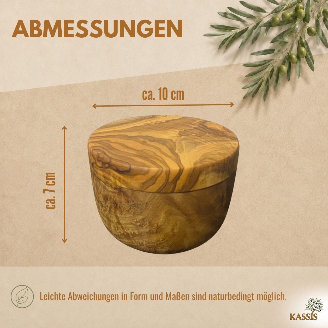 Dose aus Olivenholz mit Magnetdeckel | Aufbewahrungsdose Ø 10 cm