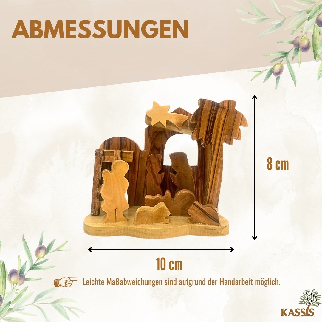 Olive Wood Nativity Scene Puzzle, 6.5 cm (without bark) | Christmas Decor & Gift for Advent and Christmas