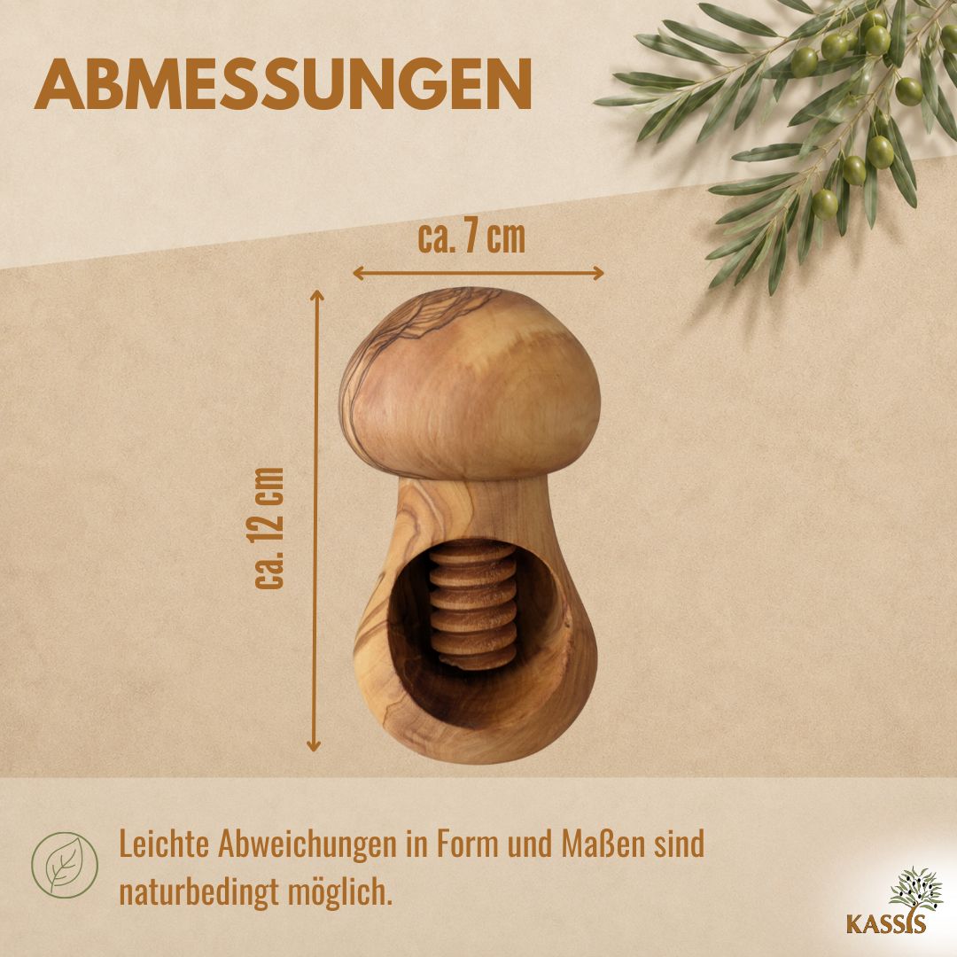 Nussknacker aus Olivenholz | Nussöffner aus Holz mit Schraubmechanik