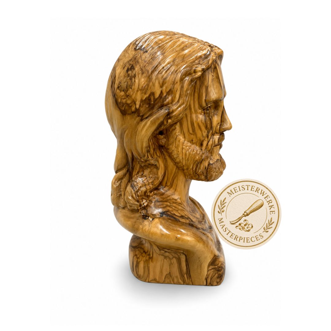 Jesus Christ Majestic Portrait Bust – Handcrafted Olive Wood Sculpture from Bethlehem