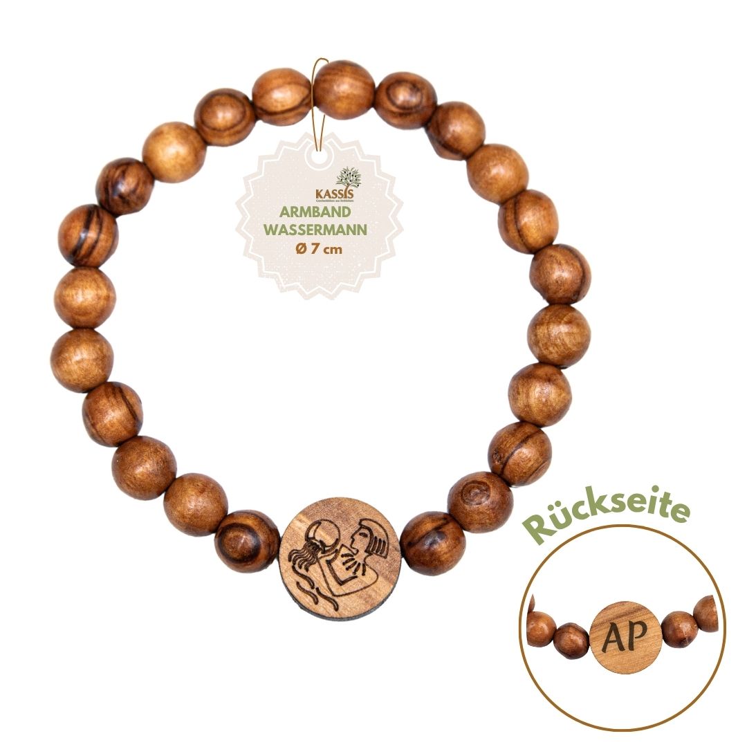 Olive Wood Bracelet with Zodiac Sign Charm | Personalized Beaded Bracelet for Women & Men, Birthday Gift