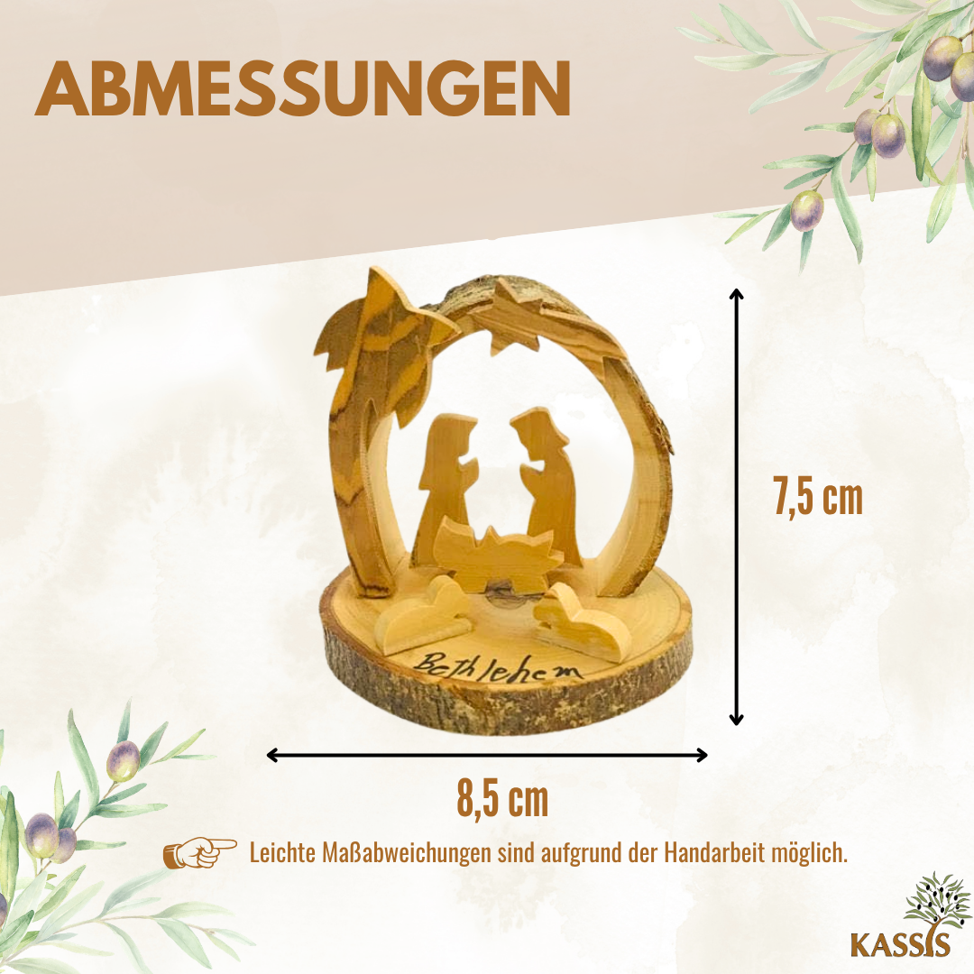 Olive Wood Nativity Scene Puzzle, 6.5 cm (without bark) | Christmas Decor & Gift for Advent and Christmas