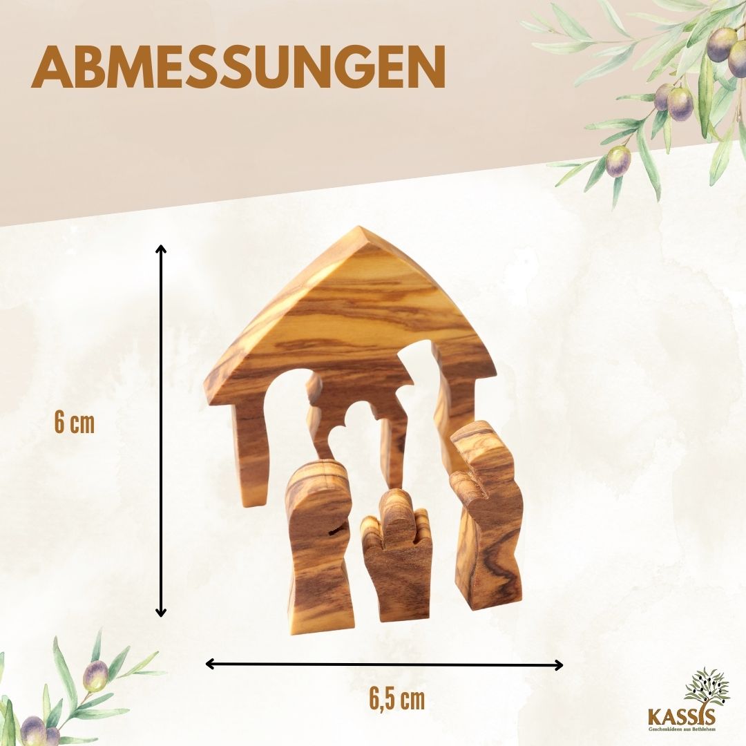 Olive Wood Nativity Scene Puzzle, 6.5 cm (without bark) | Christmas Decor & Gift for Advent and Christmas