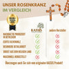Rosenkranz mit dekorierten Perlen aus Olivenholz