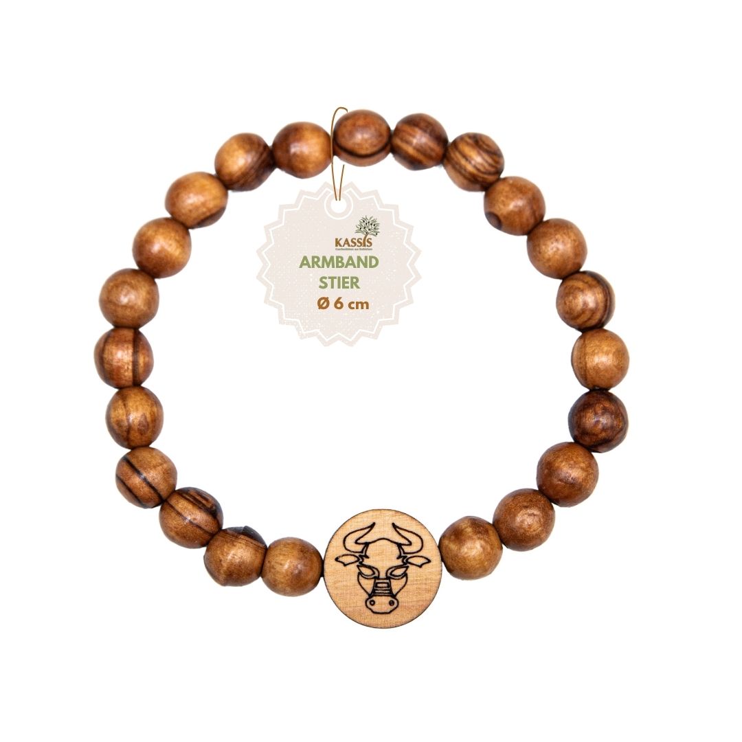 Olive Wood Bracelet with Zodiac Sign Charm | Personalized Beaded Bracelet for Women & Men, Birthday Gift