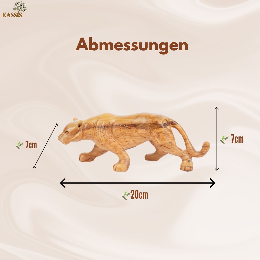 Hand-Carved Olive Wood Puma (small) – Artistic Wooden Sculpture from Bethlehem (7x20 cm)