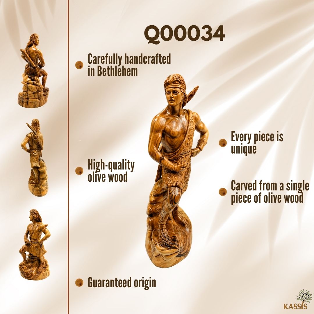 Captain Moroni Warrior - Handcrafted Olive Wood Sculpture from Bethlehem
