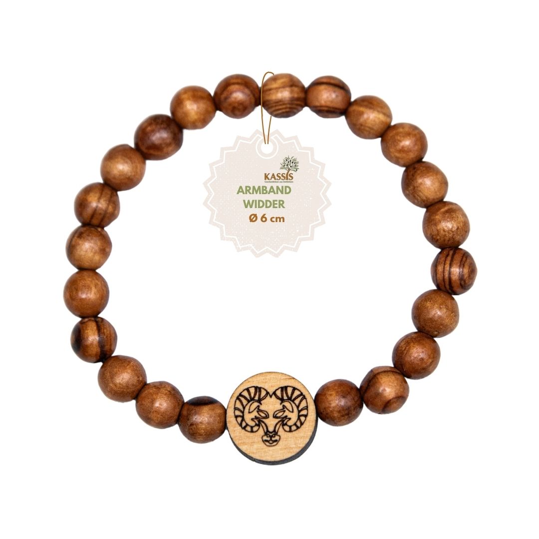 Olive Wood Bracelet with Zodiac Sign Charm | Personalized Beaded Bracelet for Women & Men, Birthday Gift