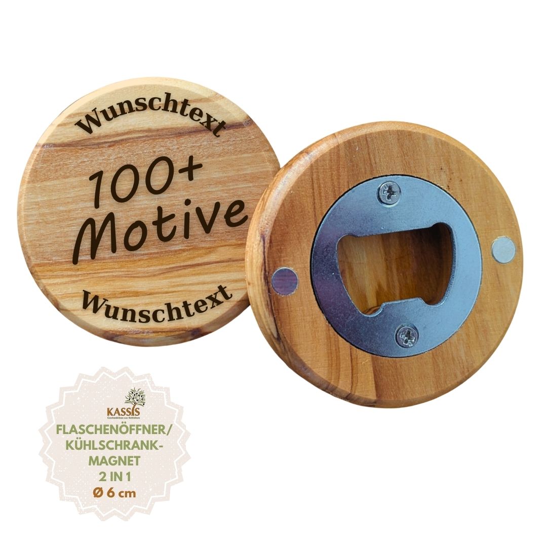 Personalized Olive Wood Bottle Opener with Engraving & Magnet | Gift for Men, Father's Day, Birthday