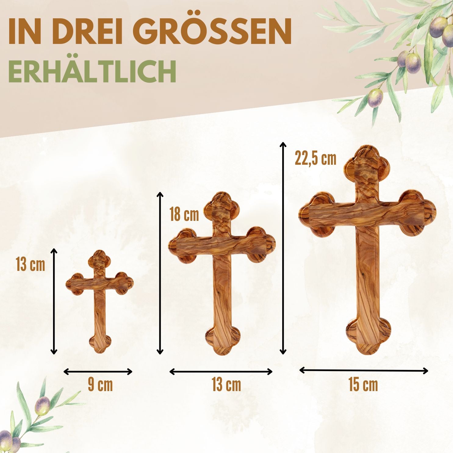 Personalized Cross with Rounded Edges Made of Olive Wood with Engraving | Baptism Cross Gift for Baptism, First Communion, Confirmation