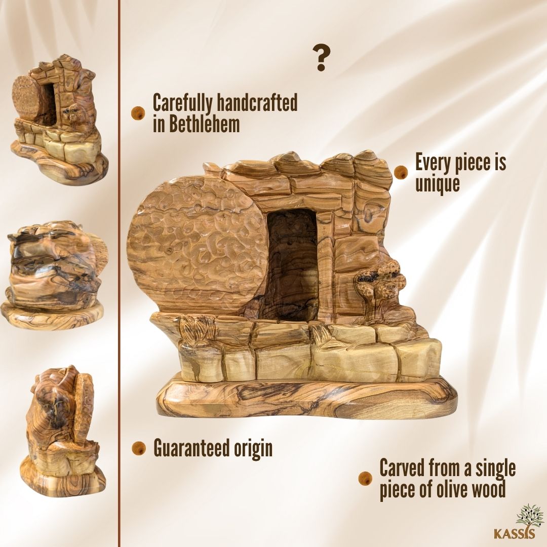 The Empty Tomb – Resurrection of Jesus Christ – Handcrafted Olive Wood Sculpture from Bethlehem