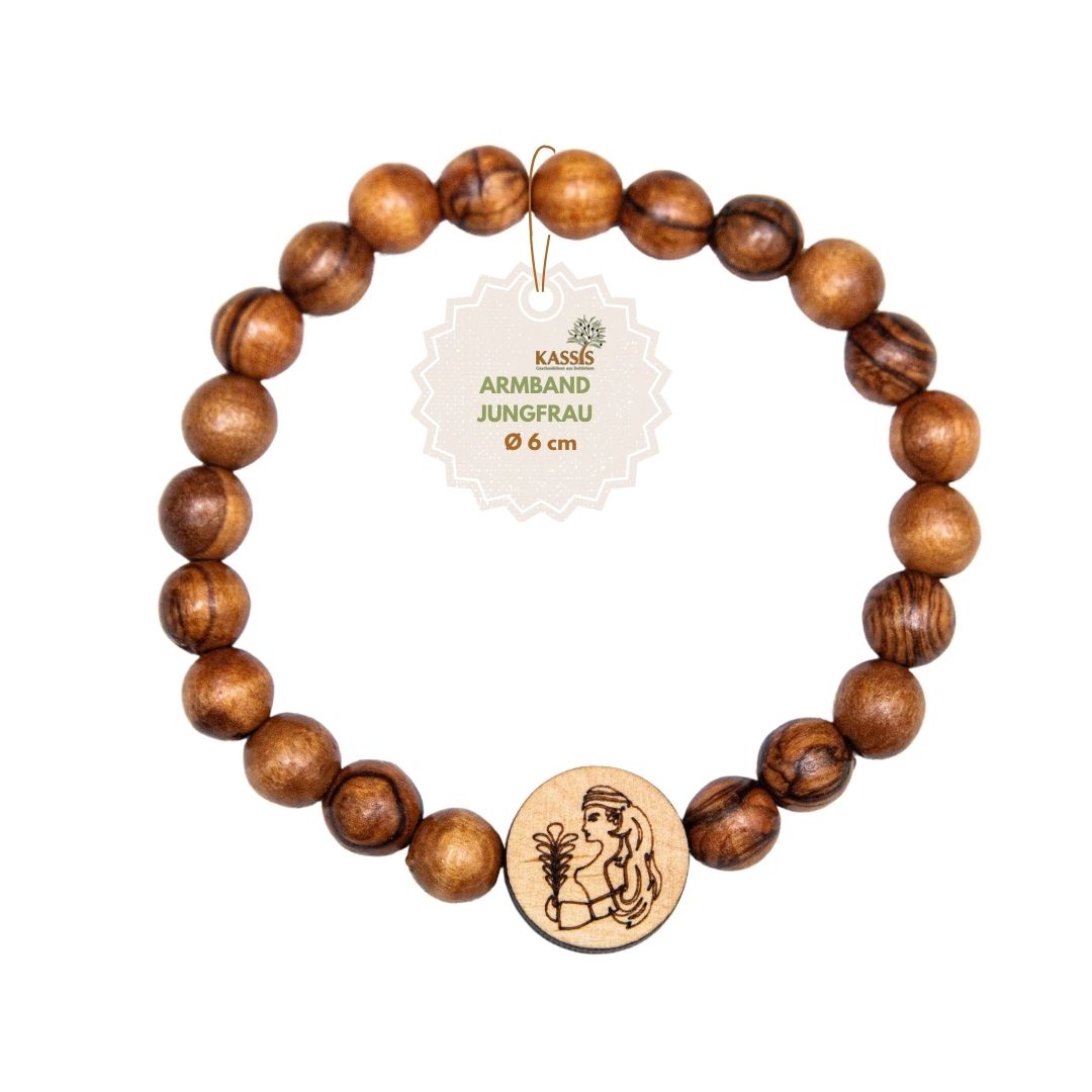 Olive Wood Bracelet with Zodiac Sign Charm | Personalized Beaded Bracelet for Women & Men, Birthday Gift