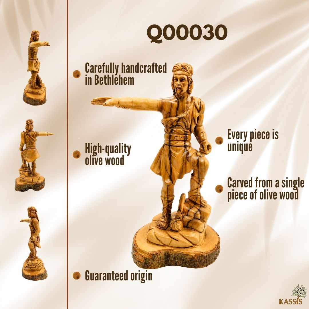 Captain Moroni Statue - Handcrafted Olive Wood Figure from Bethlehem