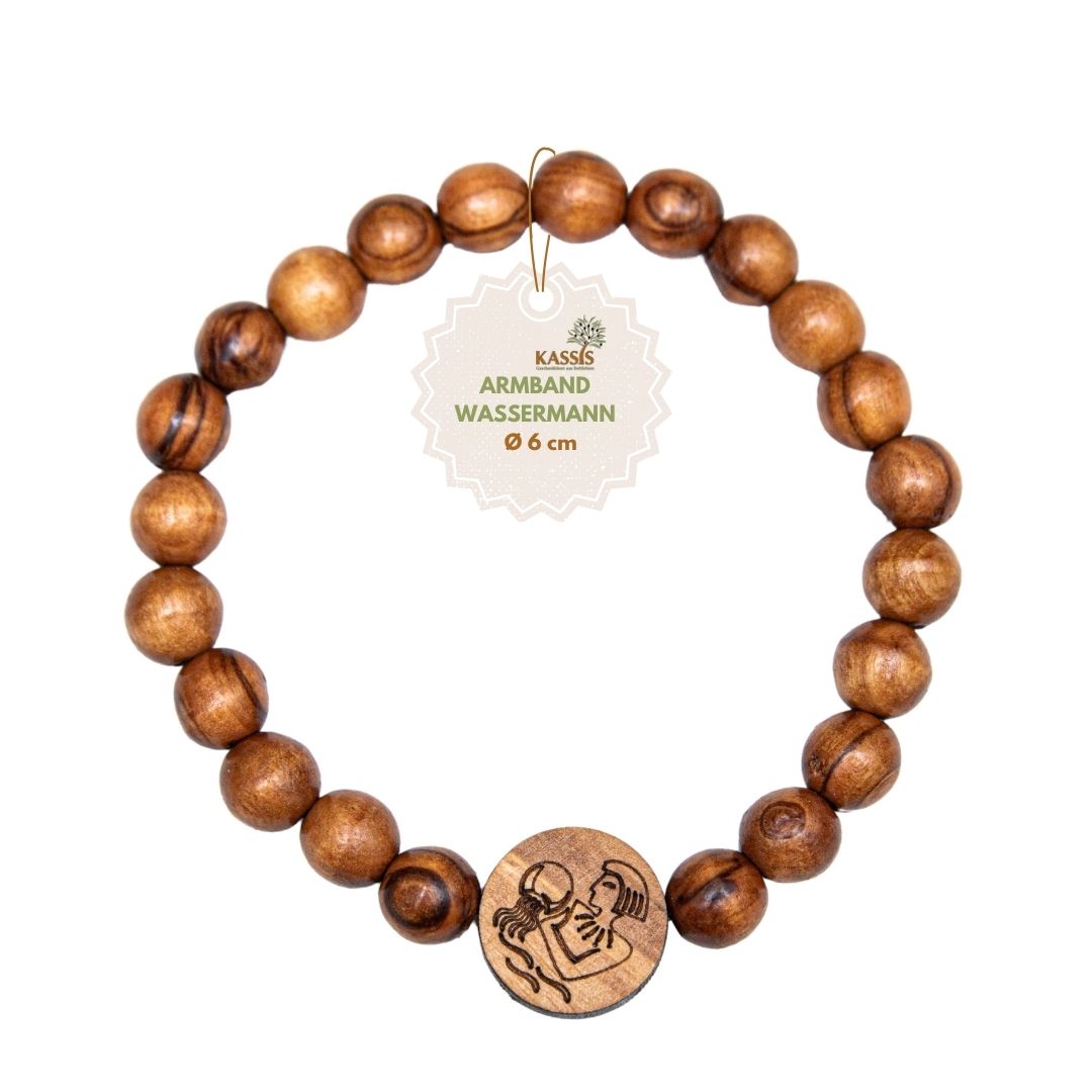 Olive Wood Bracelet with Zodiac Sign Charm | Personalized Beaded Bracelet for Women & Men, Birthday Gift