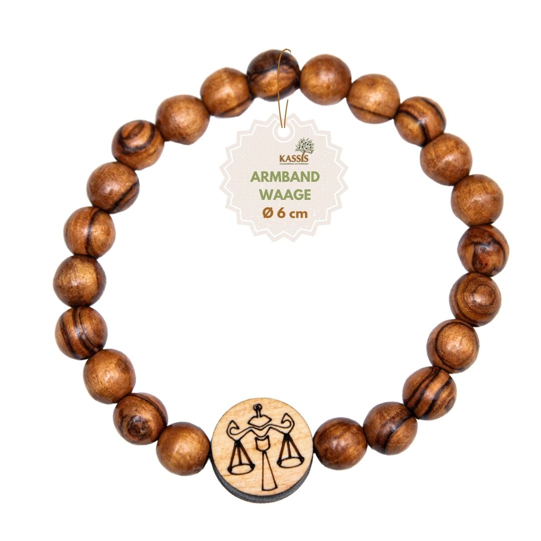 Olive Wood Bracelet with Zodiac Sign Charm | Personalized Beaded Bracelet for Women & Men, Birthday Gift