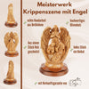 Handgeschnitzte Krippenszene mit Engel – Olivenholzskulptur aus Bethlehem (30 cm)