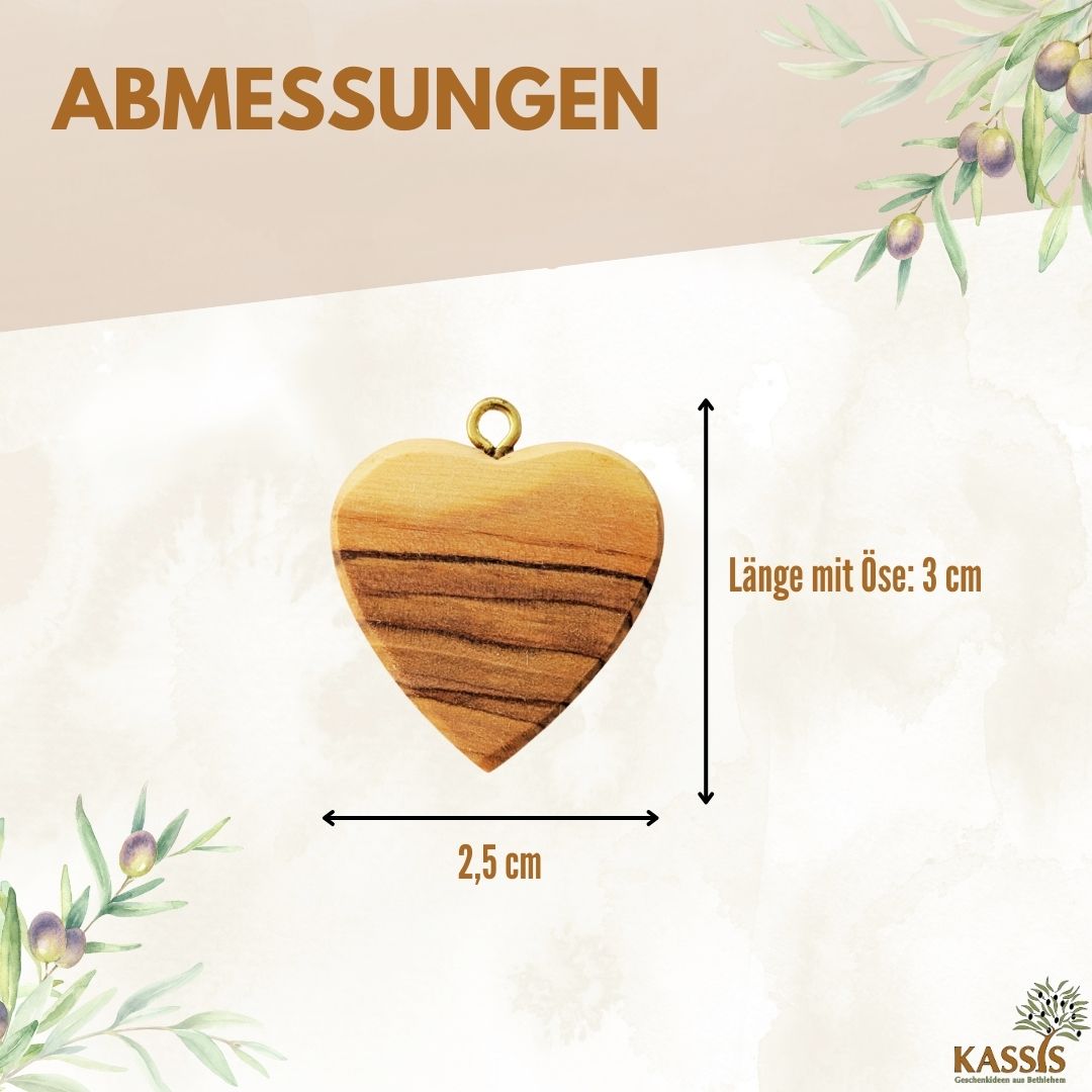 Heart pendant made of olive wood, 2.5 x 3 cm