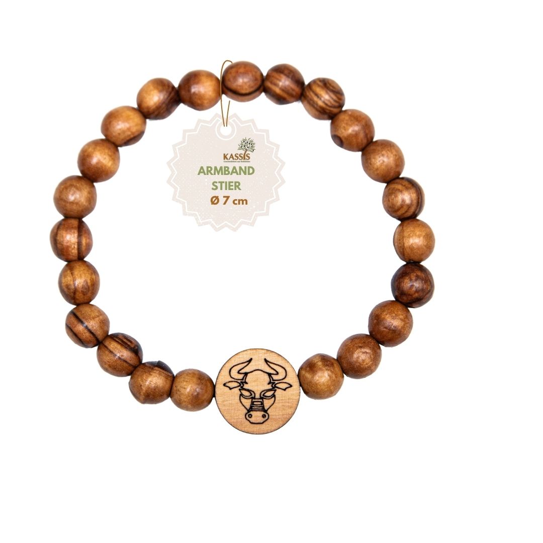 Olive Wood Bracelet with Zodiac Sign Charm | Personalized Beaded Bracelet for Women & Men, Birthday Gift