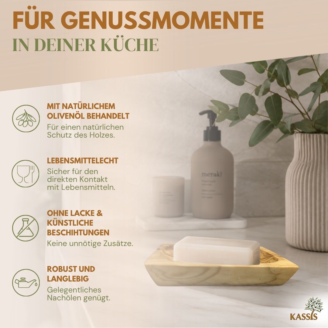 Seifenhalter aus Olivenholz | Seifenschale mit Ablauflöchern