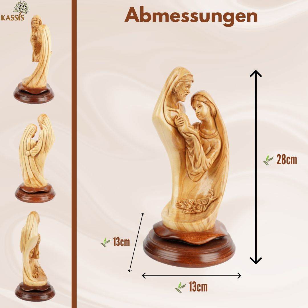 Holy Family with Baby Jesus – Hand-Carved Olive Wood Sculpture from Bethlehem (28 cm) 