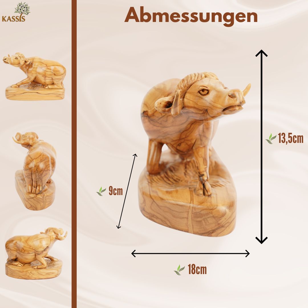 Hand-Carved Olive Wood Ox – Exclusive Wooden Sculpture from Bethlehem (18 cm)