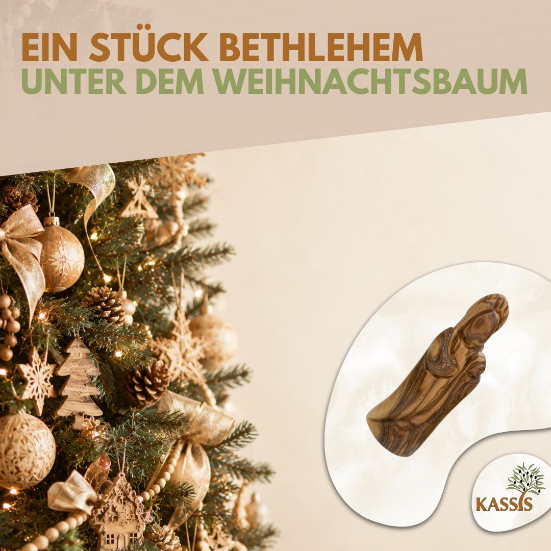 Weihnachtskrippe aus Olivenholz mit Figuren ohne Gesichter| Krippenset aus Holz