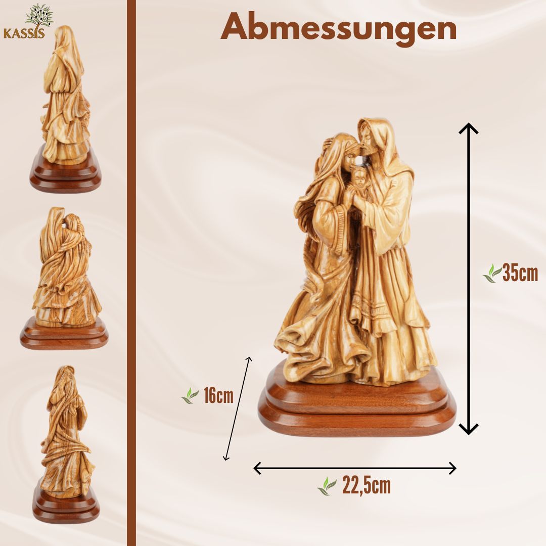 Hand-Carved Holy Family Made of Olive Wood – Exclusive Wooden Sculpture from Bethlehem (35 cm)