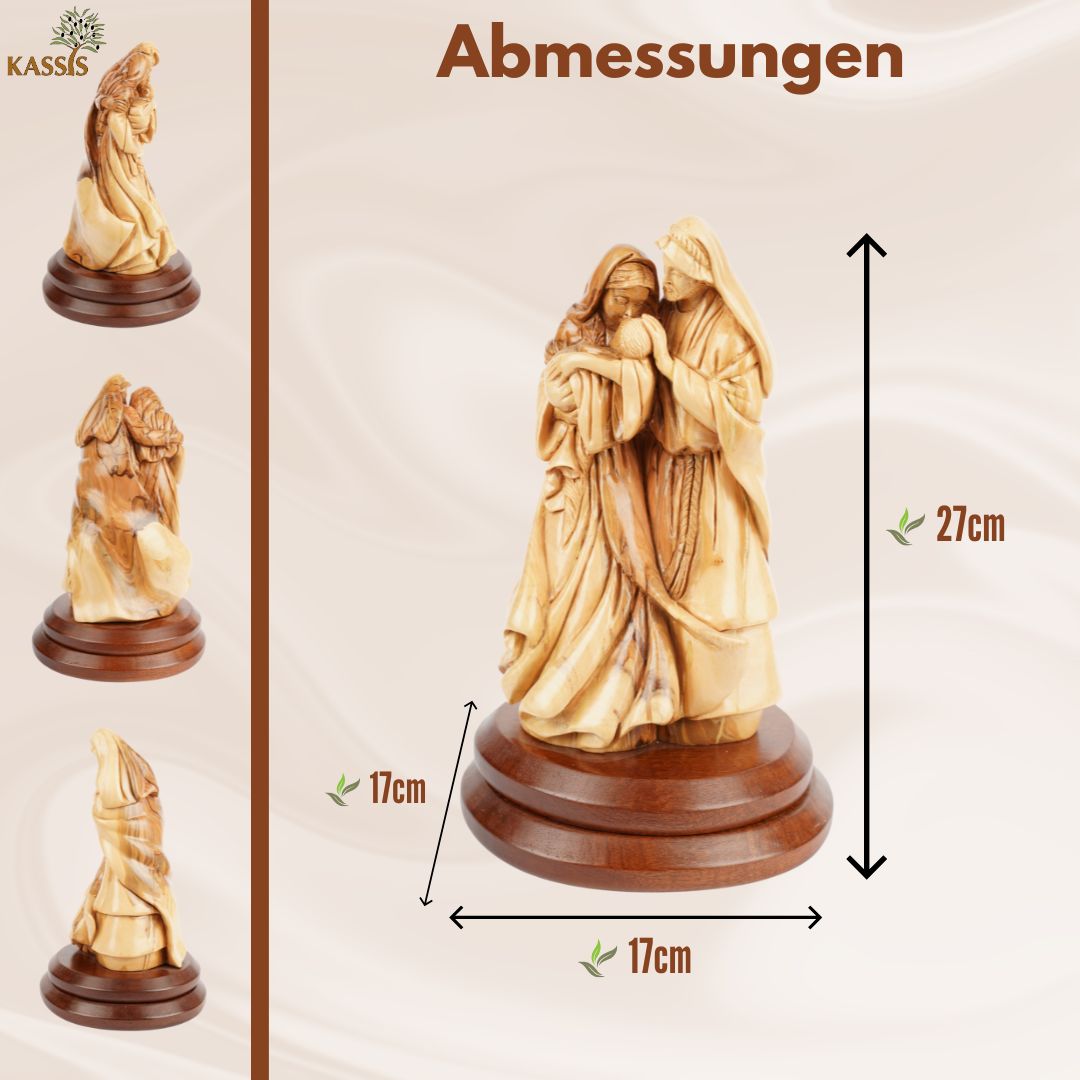 Holy Family with the Newborn – Hand-Carved Olive Wood Figure from Bethlehem (27 cm)