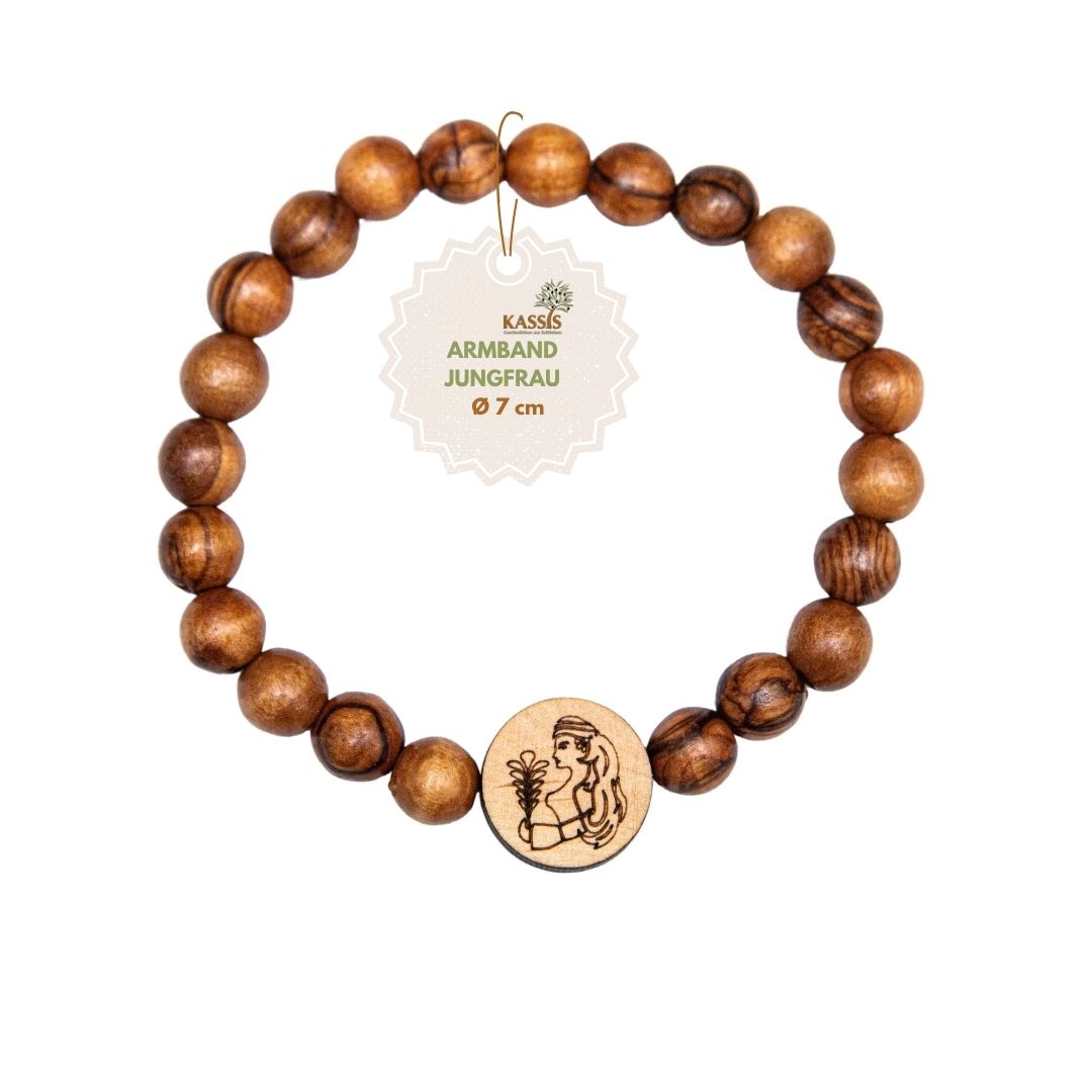 Olive Wood Bracelet with Zodiac Sign Charm | Personalized Beaded Bracelet for Women & Men, Birthday Gift