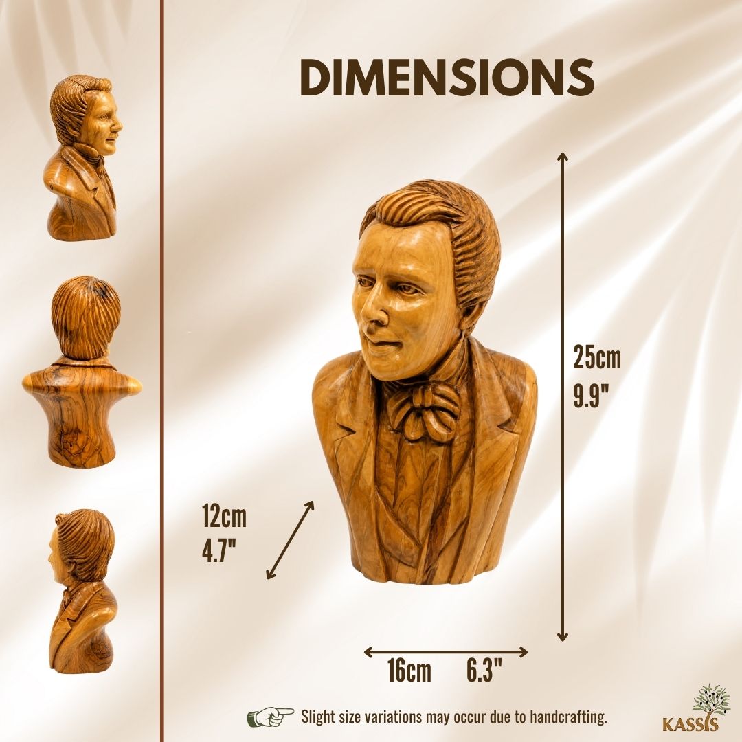 Joseph Smith Bust – Handcrafted Olive Wood Sculpture from Bethlehem