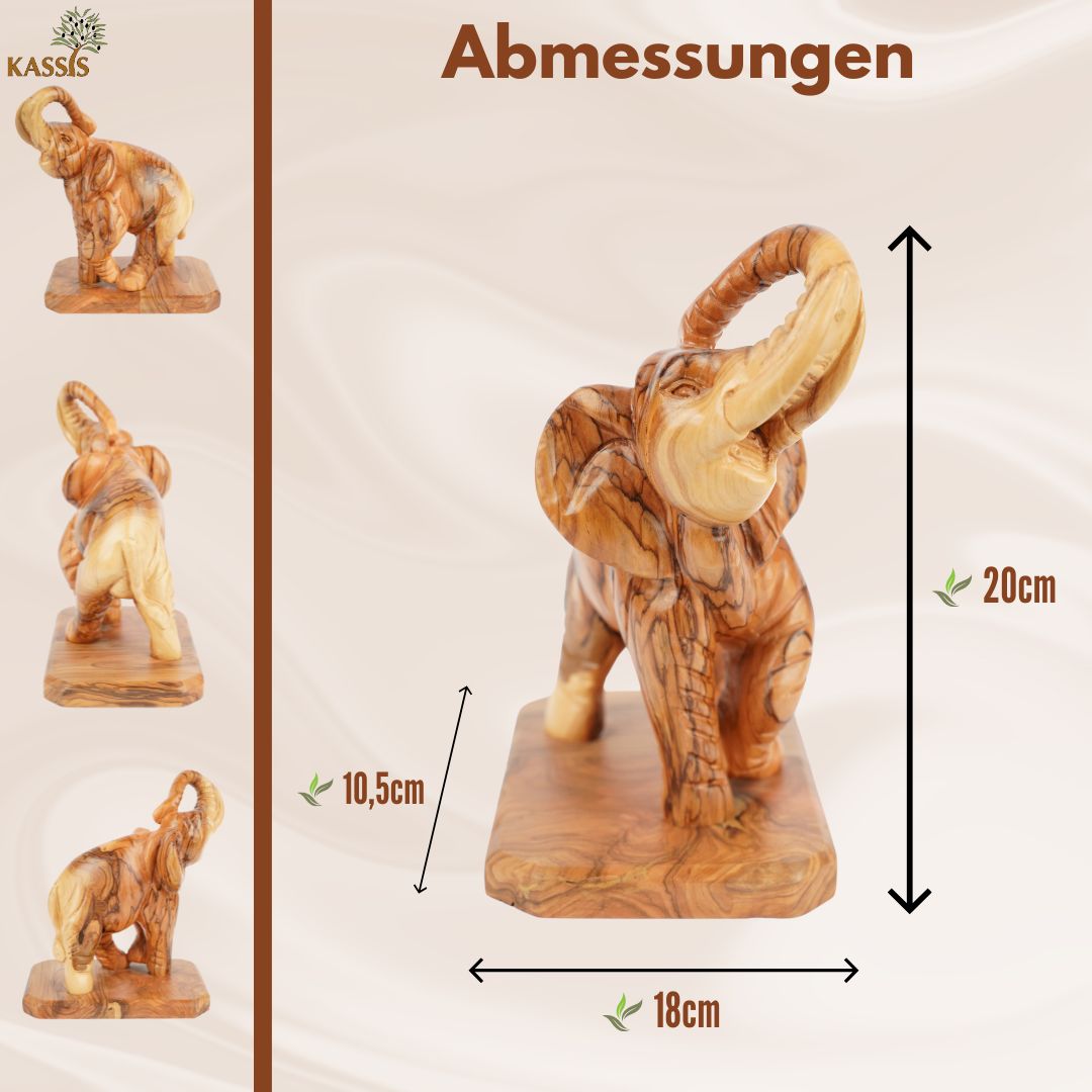 Hand-Carved Olive Wood Elephant – Exclusive Wooden Sculpture from Bethlehem (20 cm)