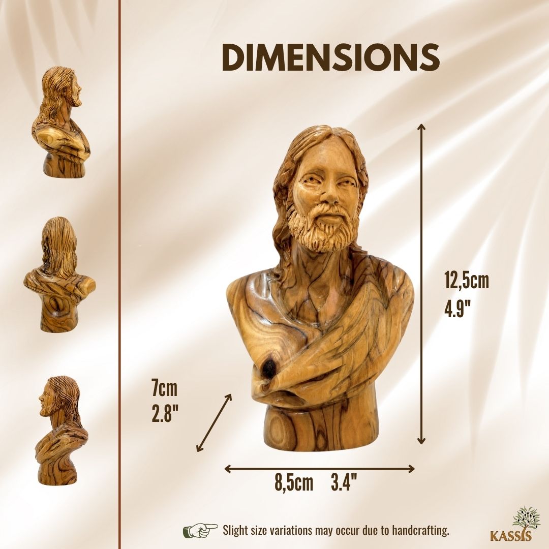 Jesus Christ Bust – Handcrafted Olive Wood Sculpture from Bethlehem