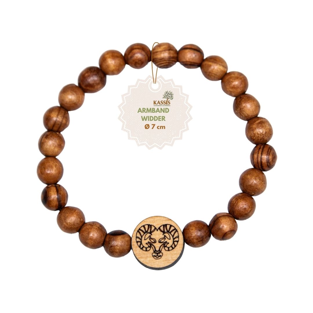 Olive Wood Bracelet with Zodiac Sign Charm | Personalized Beaded Bracelet for Women & Men, Birthday Gift