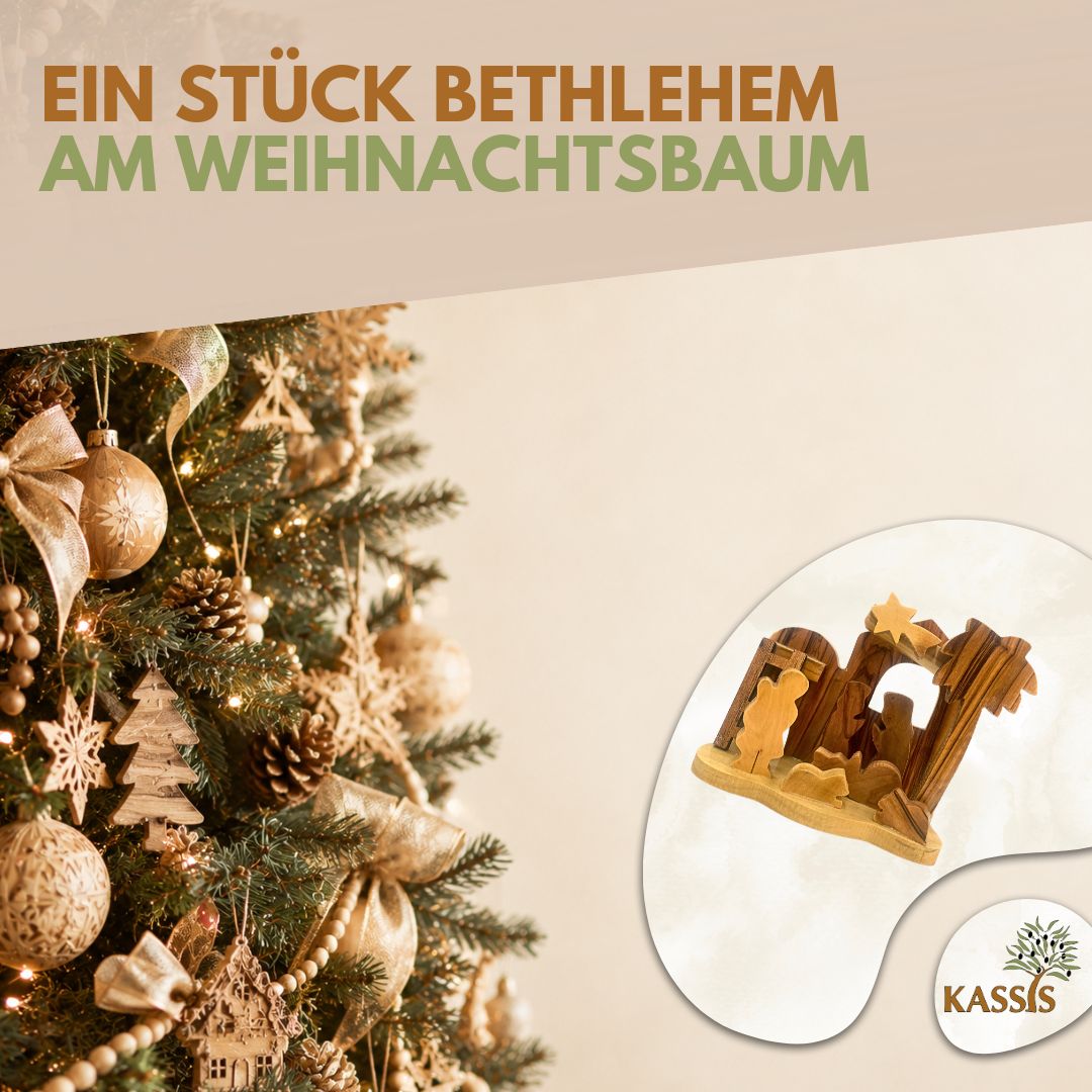 Olive Wood Nativity Scene Puzzle, 6.5 cm (without bark) | Christmas Decor & Gift for Advent and Christmas