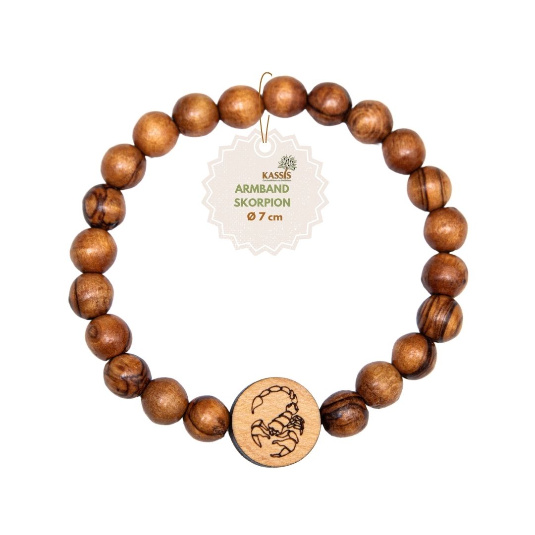 Olive Wood Bracelet with Zodiac Sign Charm | Personalized Beaded Bracelet for Women & Men, Birthday Gift